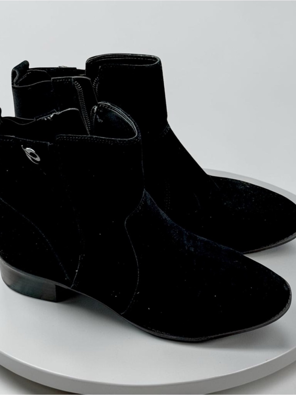 Easy Spirit SeSylva Womens 7.5M Black Suede‎ Ankle Boots Zip Comfort